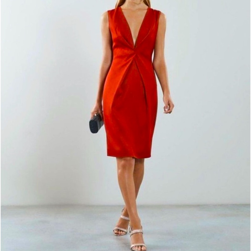 Reiss Red‎ V neck Satin Mini Dress